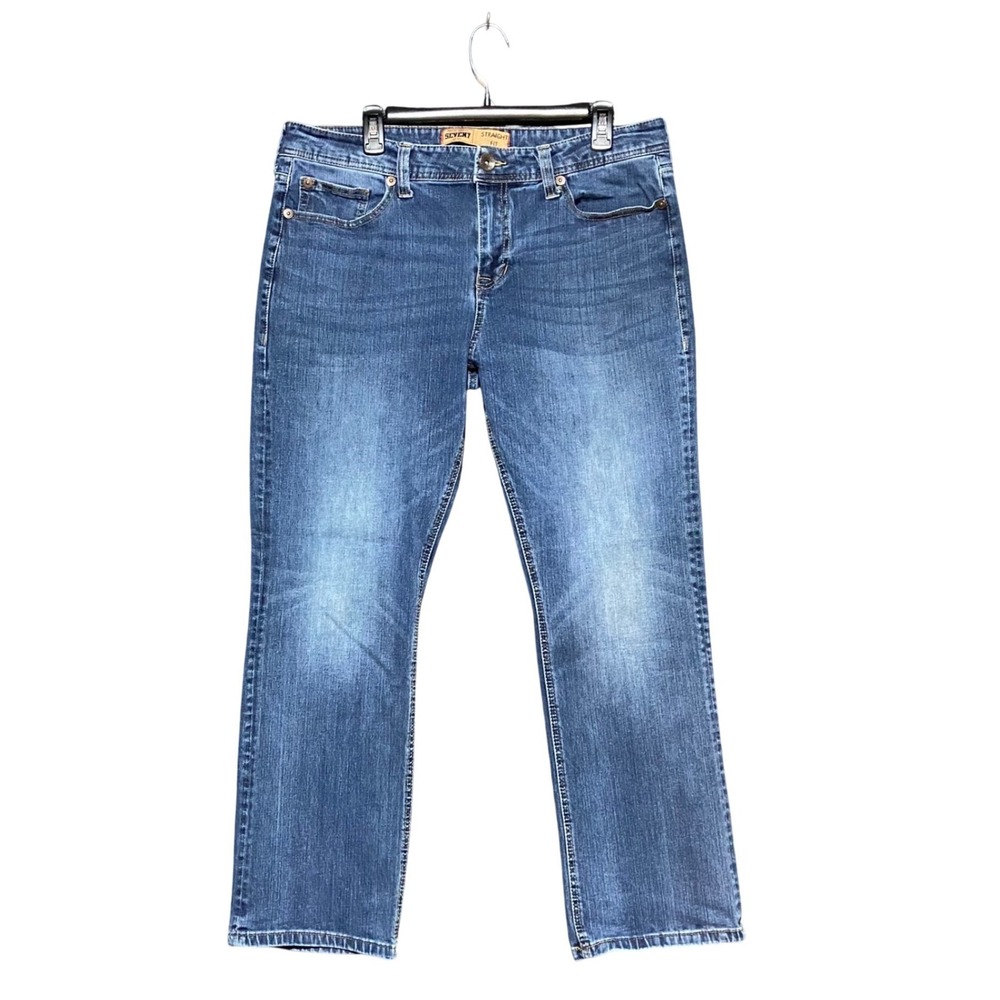 Seven7 Mens Straight Fit Jeans 36x28 Amsterdam Dark Wash SN1364HI Stretch Denim